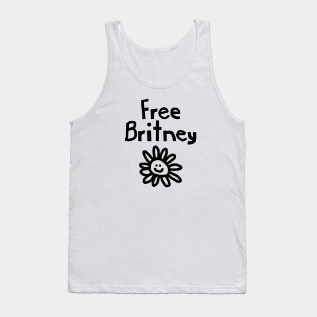 Free Britney Daisy Smiley Face Black Tank Top by ellenhenryart